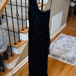 Xscape One Shoulder Black Dress